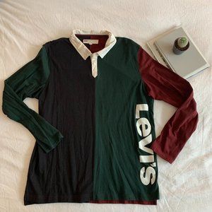 Long sleeve Levi color block polo, good condition!